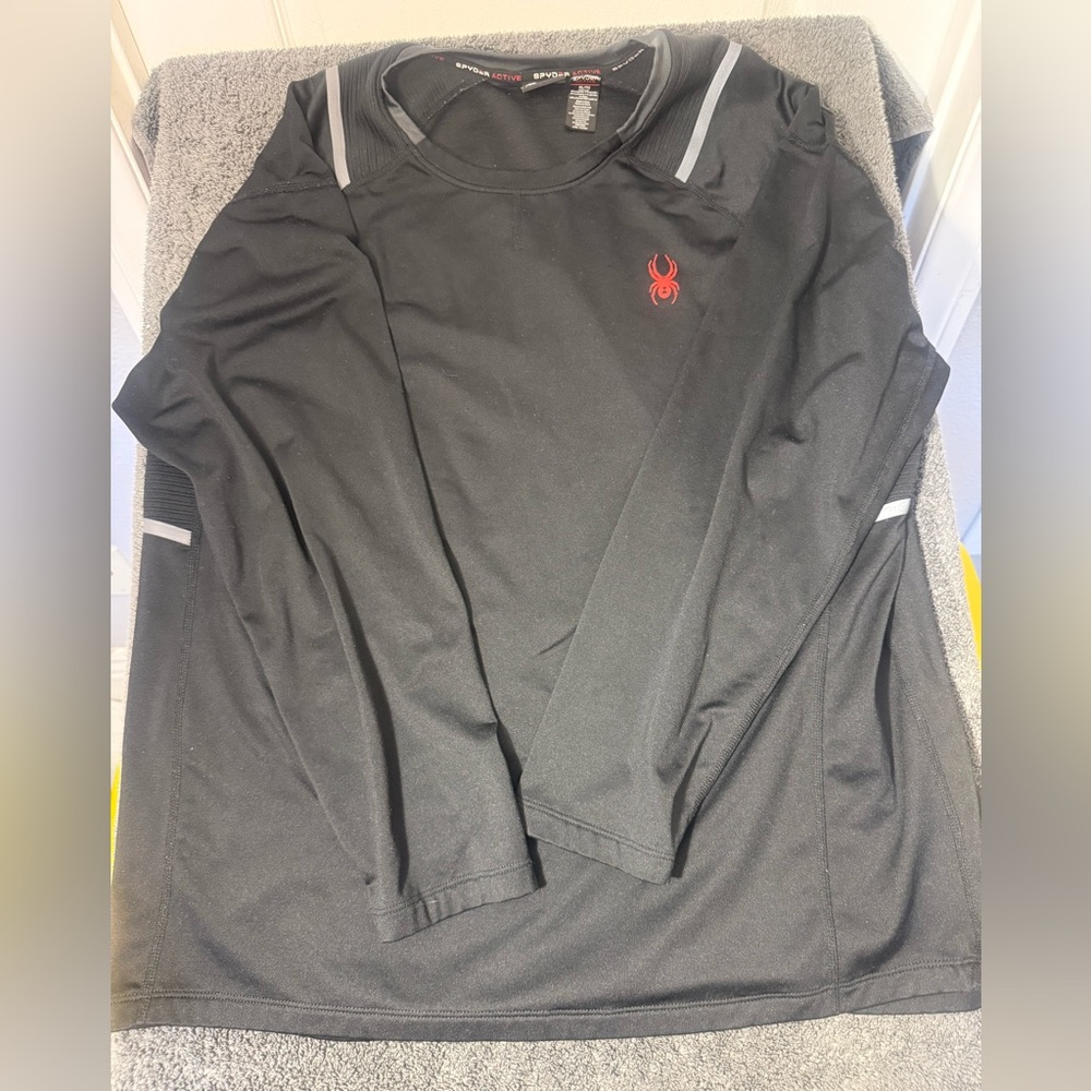 Spyder Men's Black and Red‎ Long Sleeve Tee- Size XL